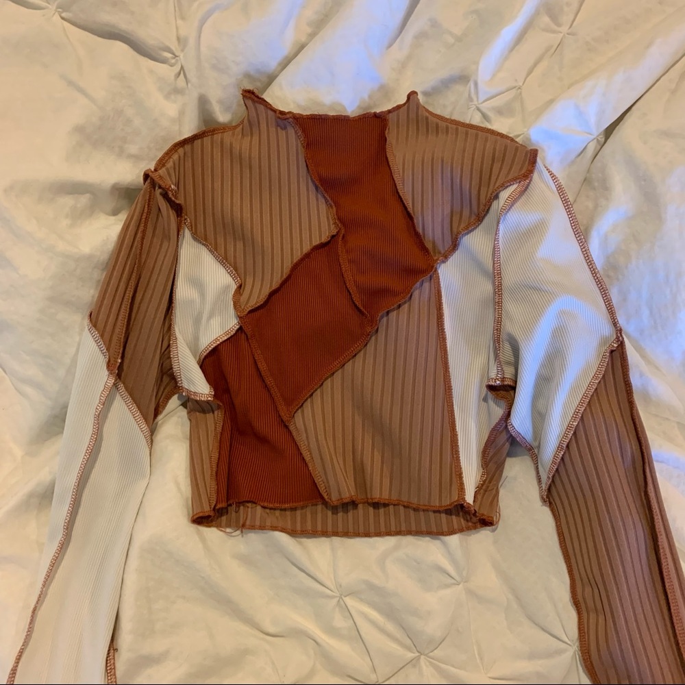 Stitch colorblock ribbed long sleeve